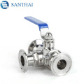 Food grade sanitary stainless steel SS304 SS316L three way clamped  Ball Valve from Wenzhou Santhai factory